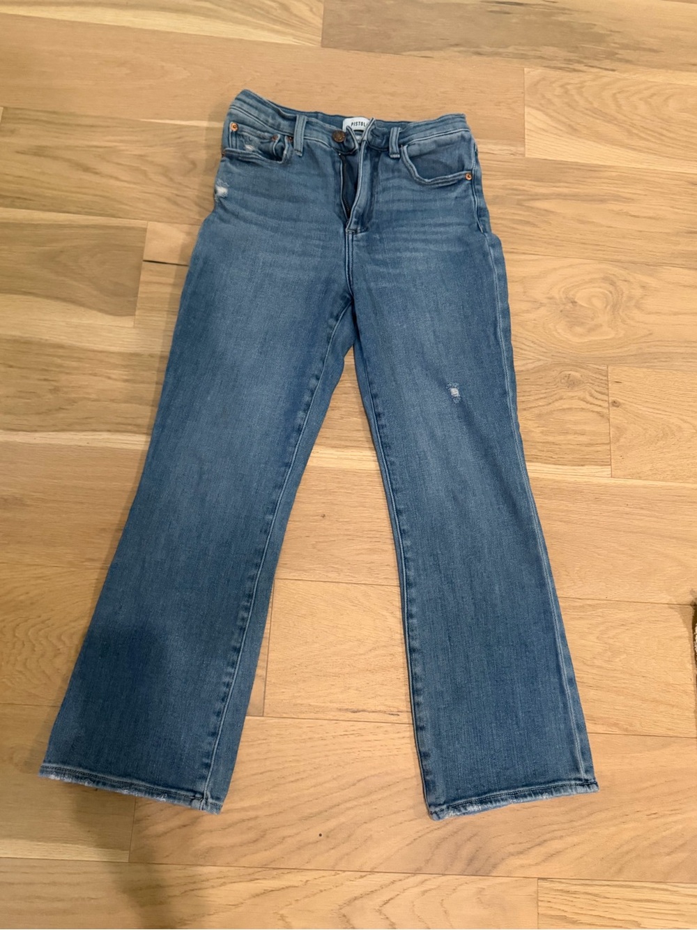 pistola Mid Wash Blue Cropped Flare Jeans